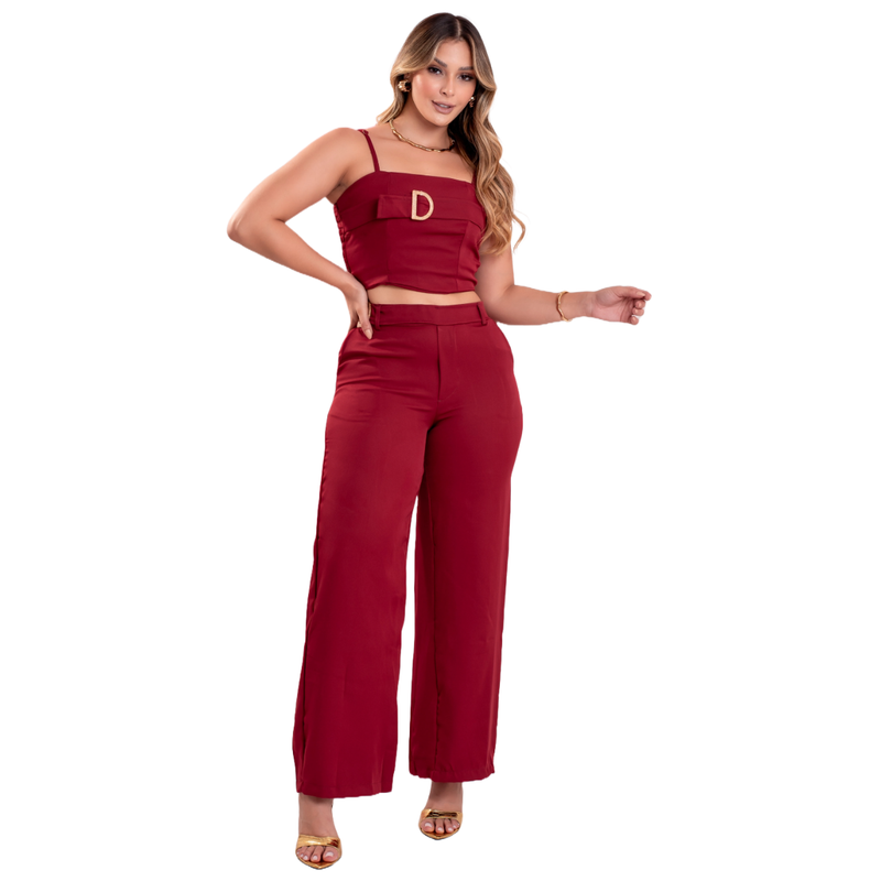 Conjunto Calça e Cropped Alfaiataria Comfort