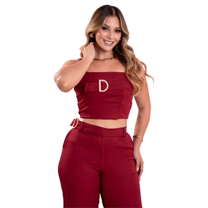 Conjunto Calça e Cropped Alfaiataria Comfort