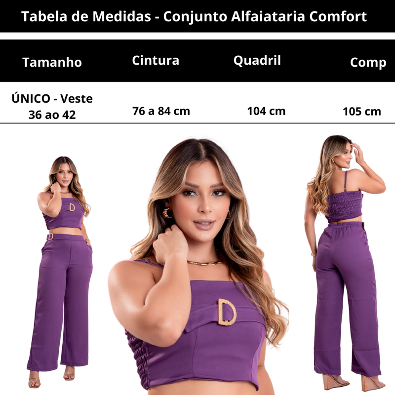 Conjunto Calça e Cropped Alfaiataria Comfort